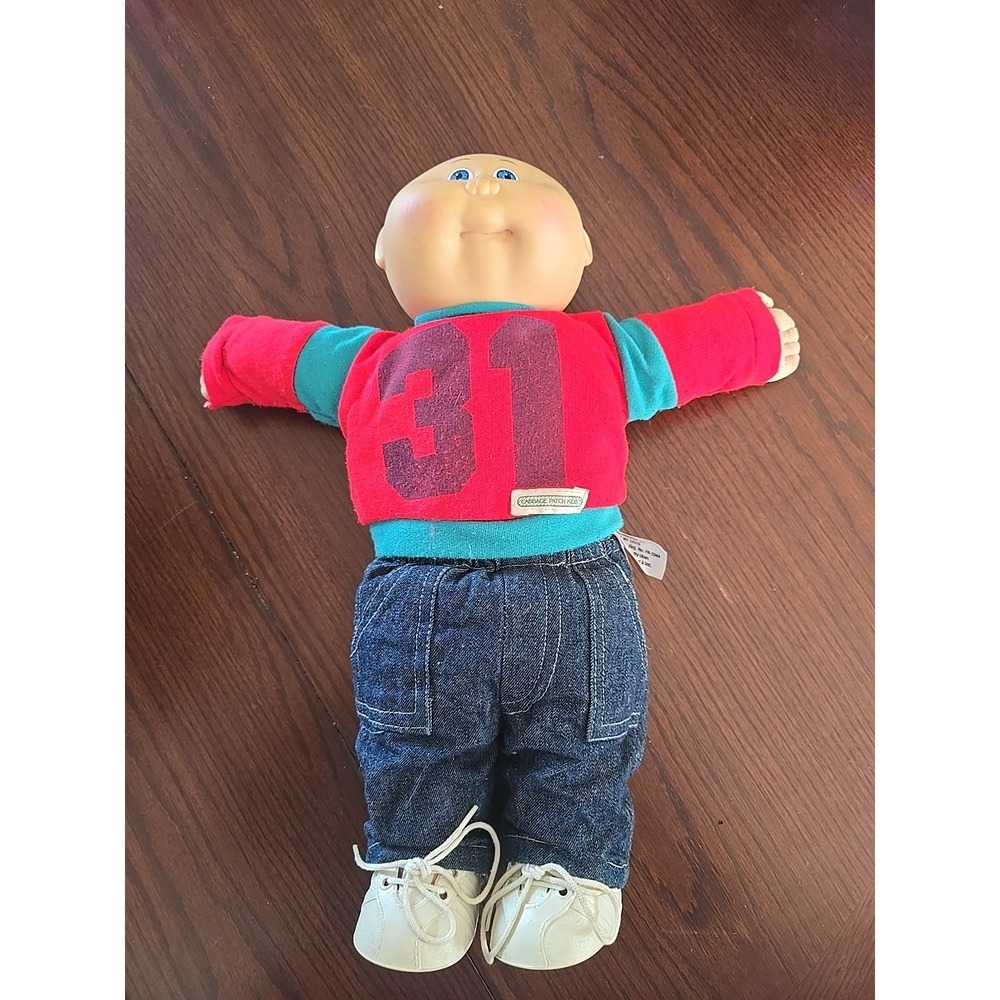 Vintage Boy Cabbage Patch Doll Blue Eyes Noβ Freckles 1985 Original Outfit/Shoes